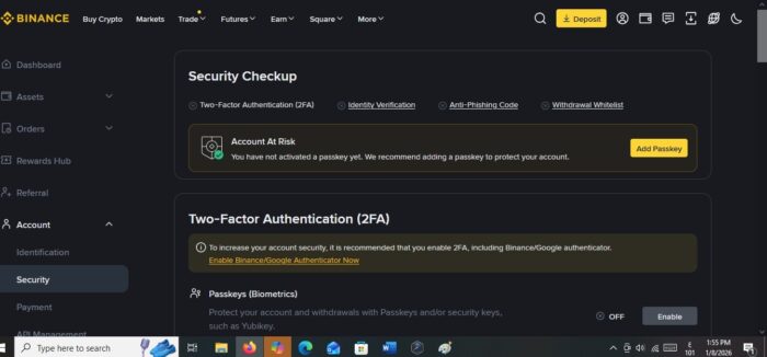 تفعيل المصادقة الثنائية